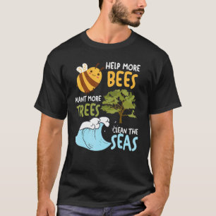 Camiseta Dia da Terra Ajude Mais Abelhas Plante Mais Árvore