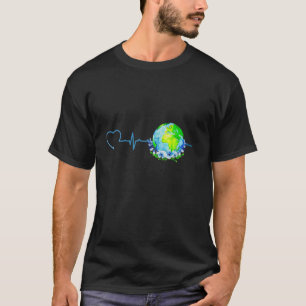 Camiseta Dia da Terra Batido Cardíaco Engraçado Reciclage