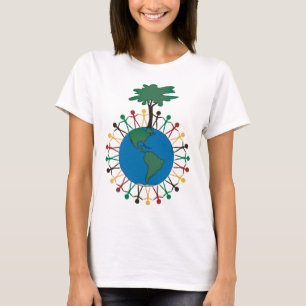 Camiseta Dia da Terra com figuras e árvore - America do