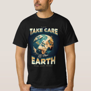 Camiseta Dia da Terra Cuide da Terra Negro