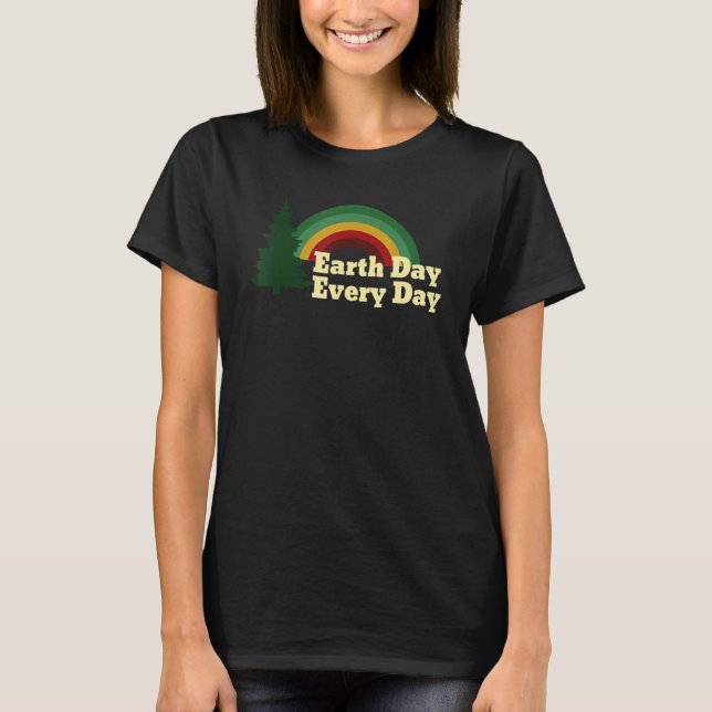 Camiseta Dia da Terra Design de Árvore do Arco-Íris (Frente)