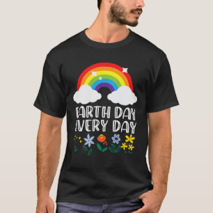 Camiseta Dia da Terra Dia do Arco-Íris Flor Dia da Terra Sa