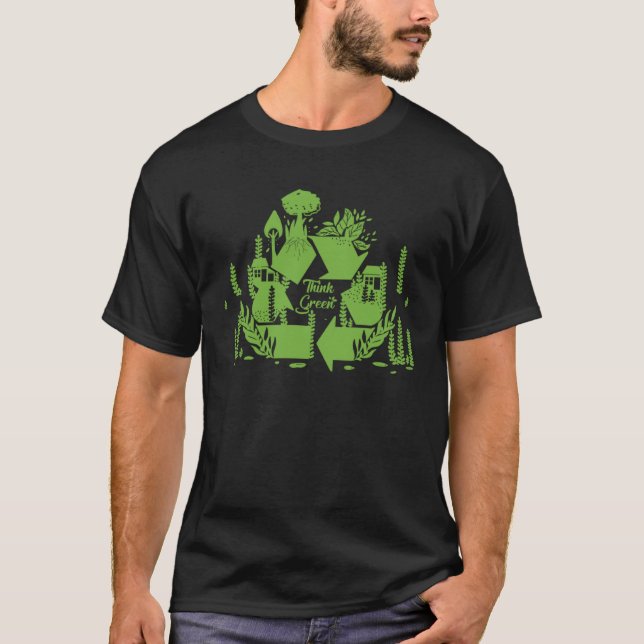 Camiseta Dia da Terra do pense verde (Frente)