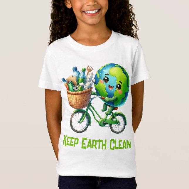 Camiseta Dia da Terra Mantenha a Terra Limpa Bicicleta Plan (Frente)
