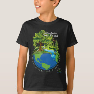 Camiseta Dia da Terra Restaure a Terra Protegendo o Oceano 