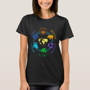 Camiseta Dia da Terra Salvar Resgatar Reciclar Planta Limpa