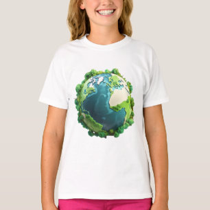 Camiseta Dia da Terra - Terra Verde e Azul com árvores