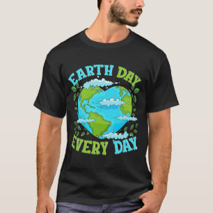 Camiseta Dia da Terra Todos os Dias Mundo em Forma de Coraç