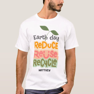 Camiseta Dia da Terra, verde, arte simples ciência elegante