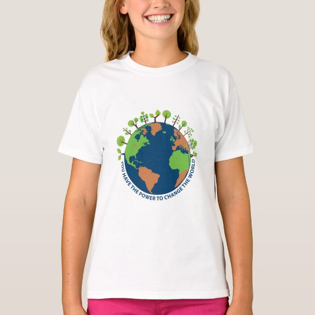Camiseta Dia da Terra. Você tem o poder de mudar o mundo (Frente)