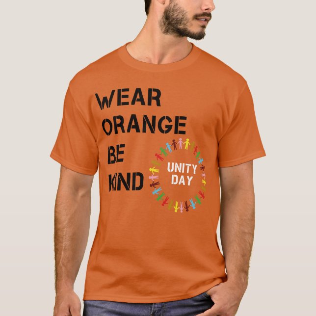 Camiseta dia da unidade laranja vista seja gentil anti-buli (Frente)