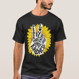 Camiseta Dia da Unidade Paz Amor Esperança Bondade Girassol