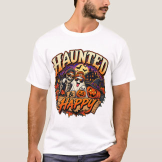 Camiseta Dia das Bruxas Assombrado e Feliz