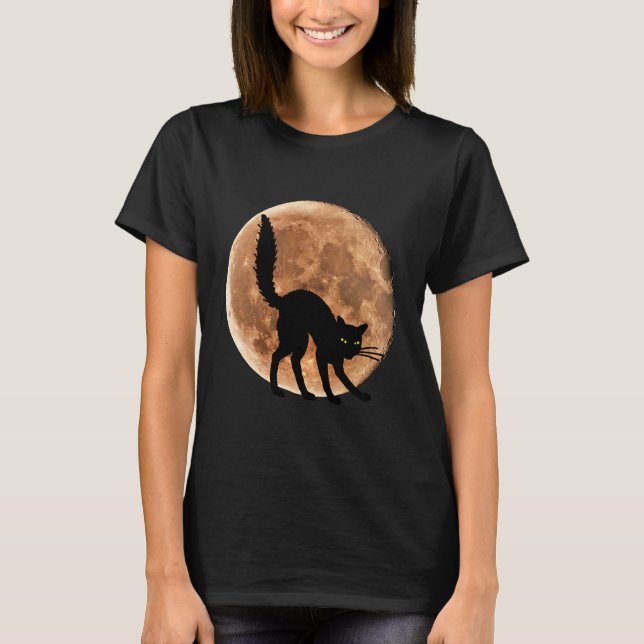 Camiseta Dia das Bruxas da Lua Gata Negra (Frente)