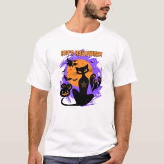 Camiseta Dia das Bruxas de Gato
