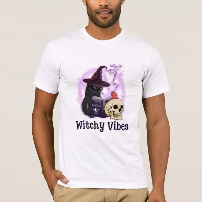 Camiseta Dia das Bruxas de Gato Negro (Frente)