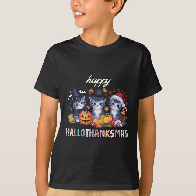 Camiseta Dia das Bruxas de Natal de Hallothanksmas (Frente)