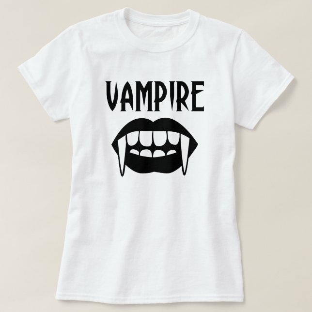 Camiseta Dia das Bruxas de Vampiro Negro E Branco (Frente do Design)