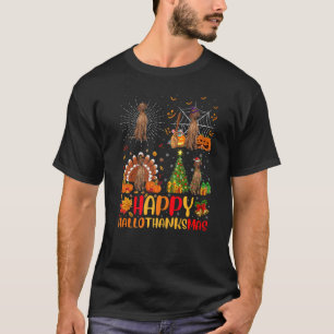Camiseta Dia das Bruxas Dia de Ação de Graças Natal Vizsla 