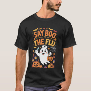 Camiseta Dia das Bruxas Diga Boo à Imunidade da Enfermeira