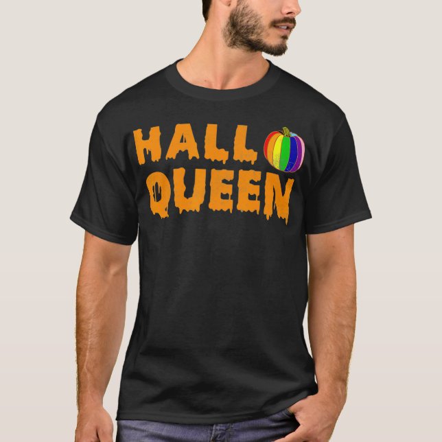 Camiseta Dia das Bruxas do Orgulho LGBTQ da Fila de Gay Hal (Frente)