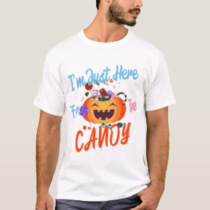 Camiseta Dia das Bruxas Estou Aqui Só Para Os Vaias