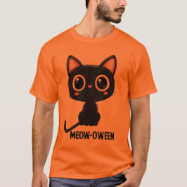 Camiseta Dia das Bruxas - Gato Negro - Camisa-de-cruzamento
