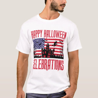 Camiseta Dia das Bruxas Patriótico, Design de Bandeira dos