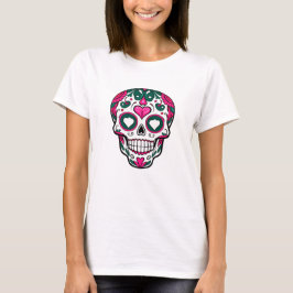 Camiseta Dia das Bruxas SUGAR SKULL fantasia fácil México D