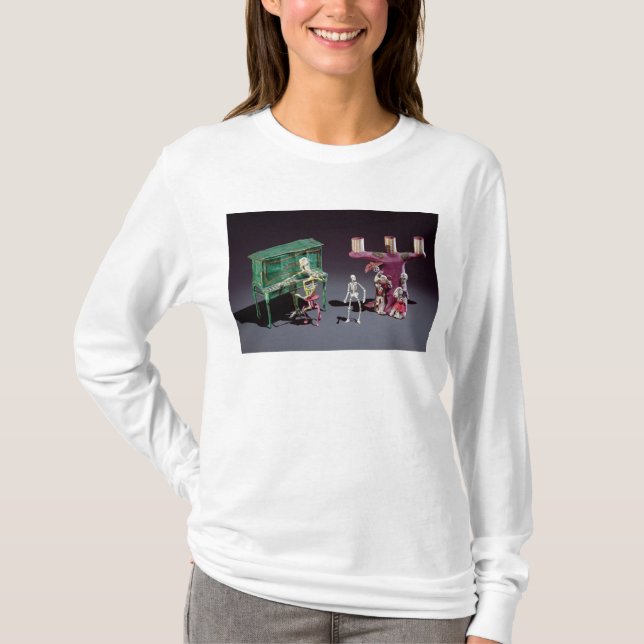 Camiseta Dia das figuras do morto como músicos (Frente)