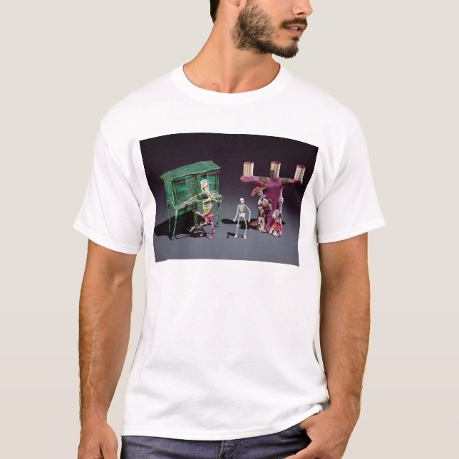 Camiseta Dia das figuras do morto como músicos (Frente)