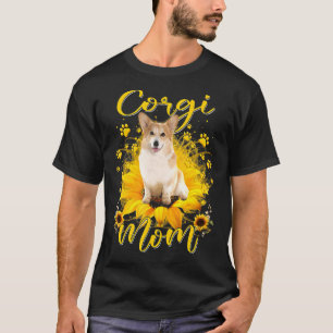 Camiseta Dia das Mães Corgi Mãe Girassol Feminino