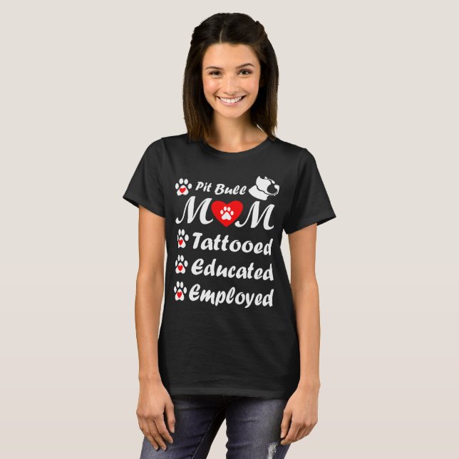 Camiseta Dia das mães empregado educado Tattooed mamã de (Frente Completa)