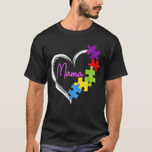 Camiseta Dia das Mães Mama Coração Consciência do Autismo M