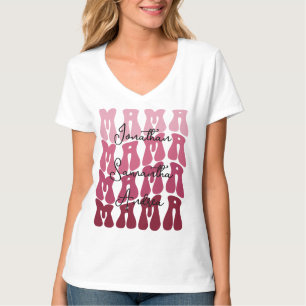 Camiseta Dia das Mães Mamãe Nomes das Crianças Personalizad