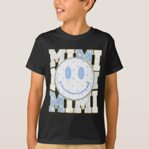 Camiseta Dia das mães retrô mimi floral azul toile coquette