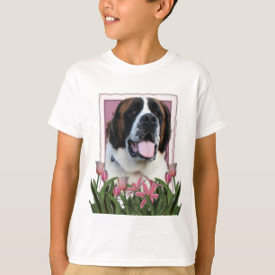 Camiseta Dia das mães - tulipas cor-de-rosa - St Bernard -
