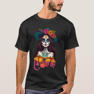 Camiseta Dia das Mariposas - Retrato de Calavera La Catrina