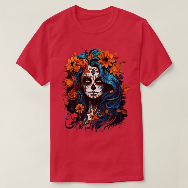 Camiseta Dia das Mulheres Mortas La Catrina Muertos 1 (Frente do Design)