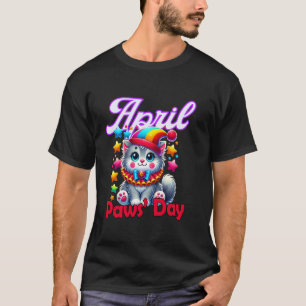 Camiseta Dia das Patinhas de Abril Gato Engraçado Dia da Me