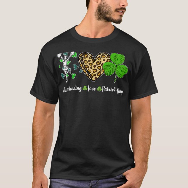 Camiseta Dia das Ruas de Shamrock do Coração Leopardo (Frente)