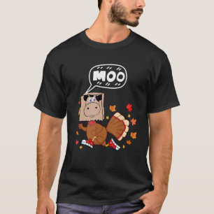 Camiseta Dia de Ação de Graças 2022 Vaca Moo Engraçado Fals