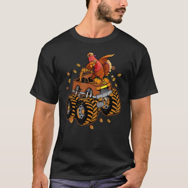 Camiseta Dia de Ação de Graças à Turquia a Caminhar Monstro (Frente)