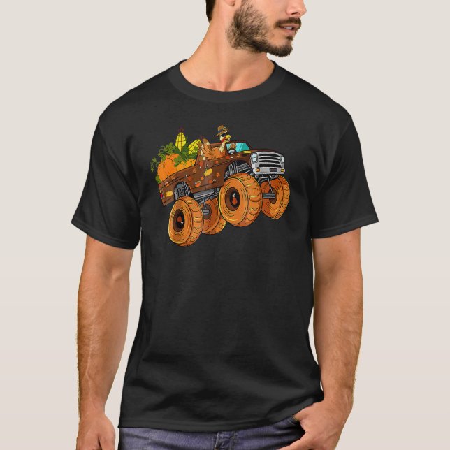Camiseta Dia de Ação de Graças à Turquia a Caminhar Monstro (Frente)