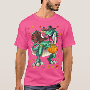 Camiseta Dia de Ação de Graças à Turquia Dinossauro para Ca