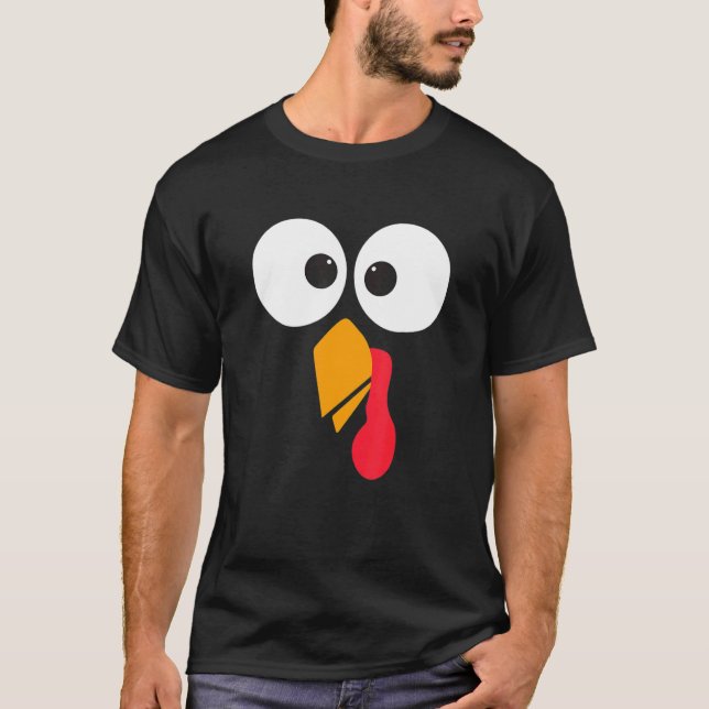 Camiseta Dia de Ação de Graças à Turquia Enfrentando Figura (Frente)