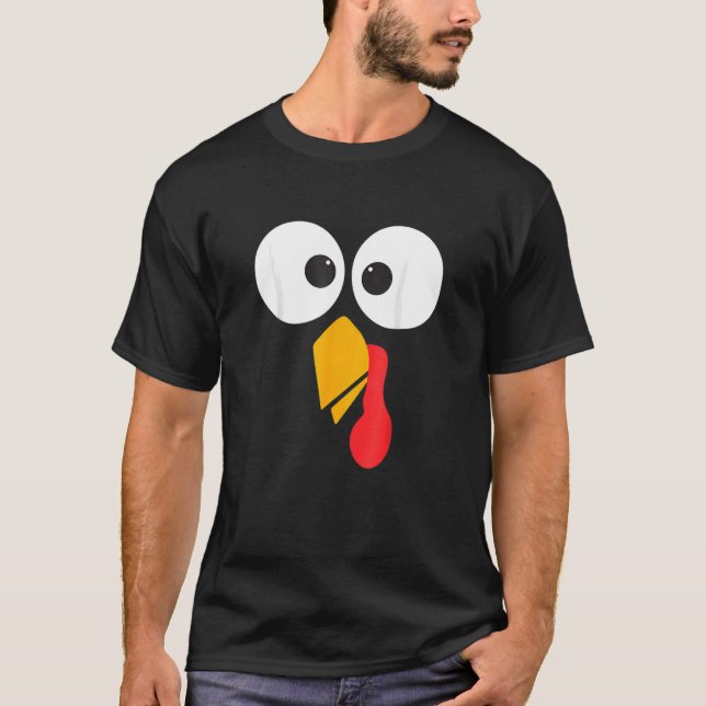 Camiseta Dia de Ação de Graças à Turquia Enfrentando Figura (Frente)