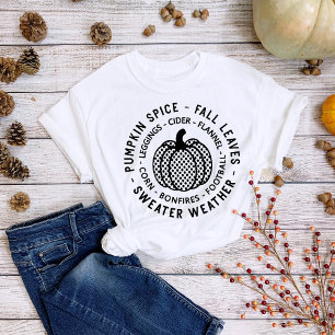 Camiseta Dia de Ação de Graças Abóboras Especiarias Fogueir