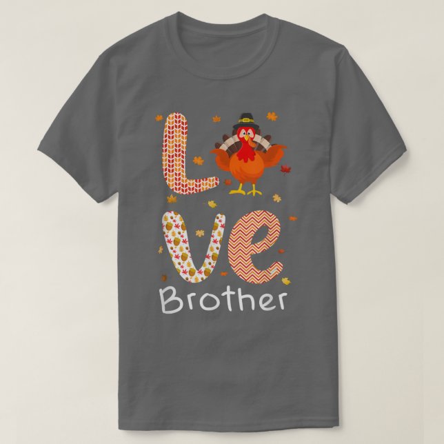 Camiseta Dia de Ação de Graças Amor Irmão Feliz Turquia (Frente do Design)