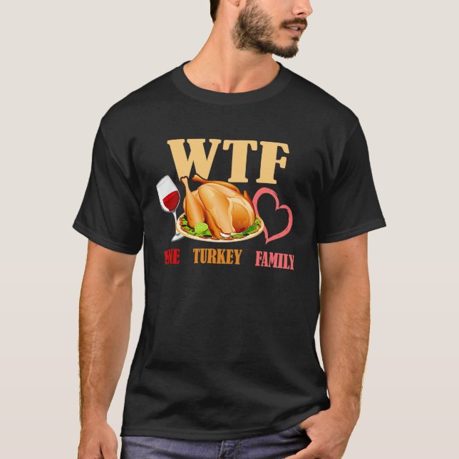 Camiseta Dia de Ação de Graças da Família Wine Turkey (Frente)